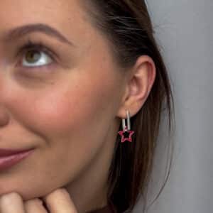 Kolczyki Modern Star Bordo